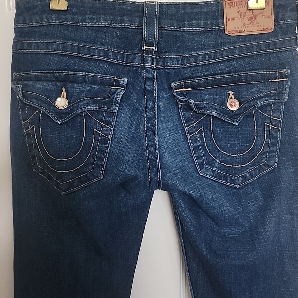 True Religion Billy Jeans Button Rhinestone Pocket Size 28​​​